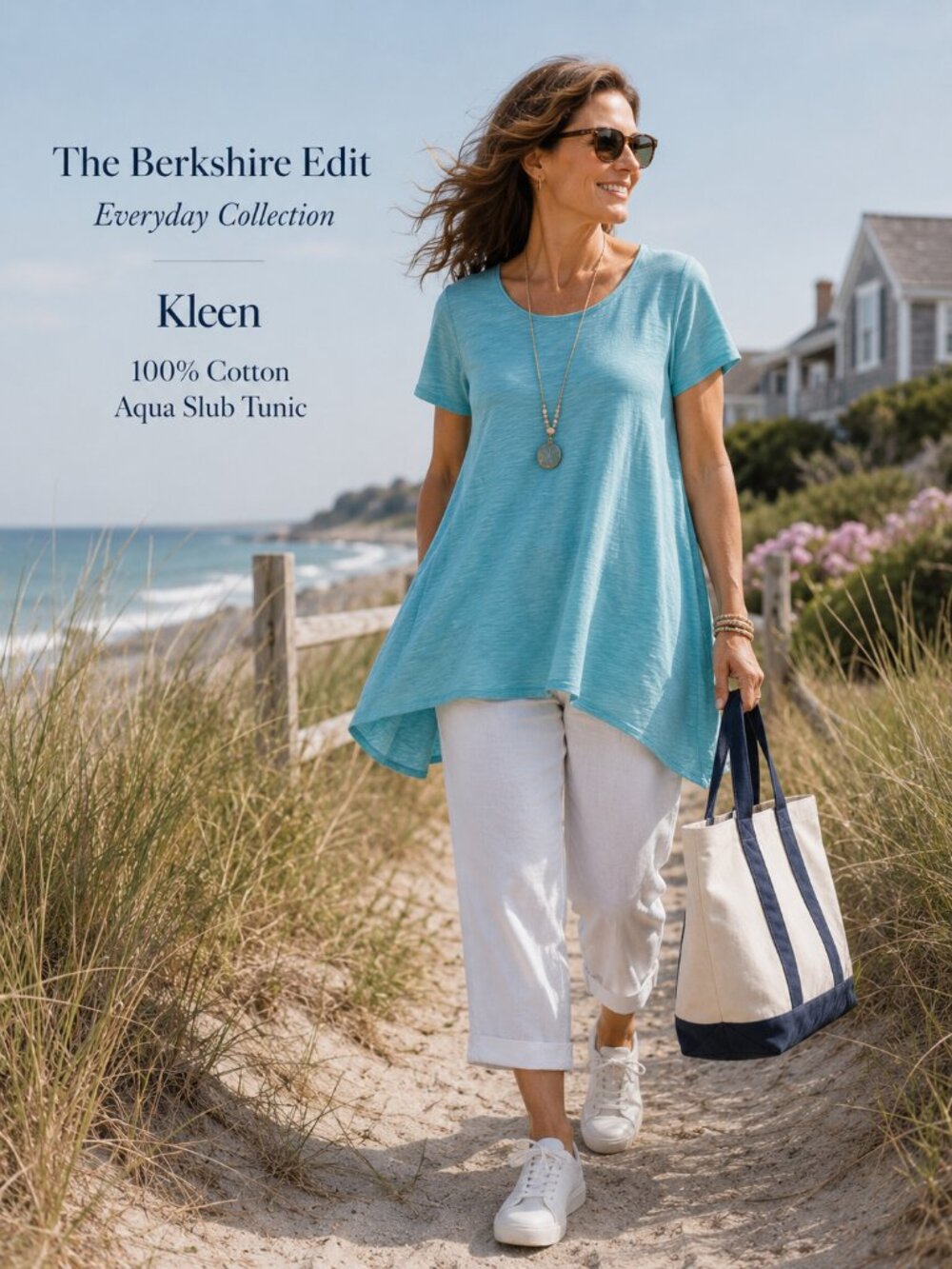 Kleen 100% Cotton Aqua Slub Knit A-Line Tunic Lagenlook XL